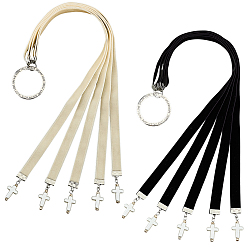 (52) Непрозрачная лаванда 10шт 2 стили бархатная лента закладка, с подвесками из пластика имитация жемчуга, крестик, разноцветные, 385 мм, 5 шт / стиль