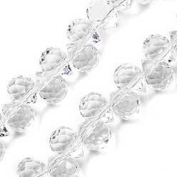 Прозрачный Прозрачные стеклянные бусины, слезинки, Топ пробуренной, граненые, прозрачные, 10.5x8 мм, отверстие : 1.2 мм, около 95~100 шт / нитка, 61~62 см