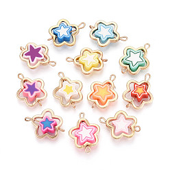 Золотой Подвески-соединители для цветка из полимерной глины и рамки CCB, с латунными двойными петлями, разноцветные, золотые, 19~21x15.5x3.5~5 мм, отверстие : 0.7~1.8 мм