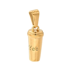 Drink 304 подвески из нержавеющей стали, золотые, вакуумное покрытие pvd, долговечный, кофе, 18x8 мм, отверстие : 3.5x7 мм