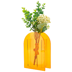 Orange Modern Acrylic Vase, Desk Decoration, Arch Shape, Orange, 120x55x179.5mm