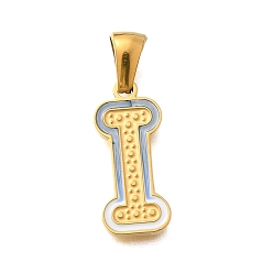 Letter I 304 подвески из нержавеющей стали, с эмалью, ионное покрытие (ip), лазерная резка, реальный 18 k позолоченный, Буква "i", 18.5x8x1.5 мм, отверстие : 5.5x2.5 мм
