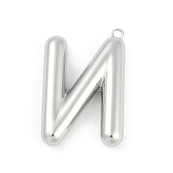 Letter N 304 подвески из нержавеющей стали, буквенное очарование, Письмо N, 38x25x7 мм, отверстие : 2.2 мм