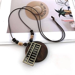 Tool Длинные ожерелья из сплава пончиков в стиле бохо для женщин, античная бронза, счеты, 35.43 дюйм (90 см)