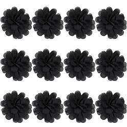 Черный 3d шифоновый цветок, Аксессуары для орнаментов, чёрные, 69~70x23~25 мм
