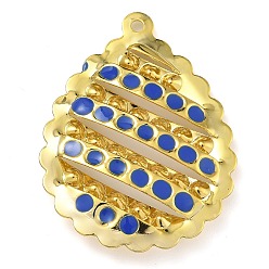 Синий Подвески из латуни с эмалью в стойку, долговечный, без свинца и без кадмия, реальный 18 k позолоченный, очарование слезы, синие, 40x30x5 мм, отверстие : 1.8 мм