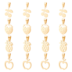 Golden 16Pcs 4 Style 304 Stainless Steel Pendants, Mixed Shape, Golden, 15.5~20x12~15x1~1.5mm, Hole: 3~6x3~5mm, 4pcs/style