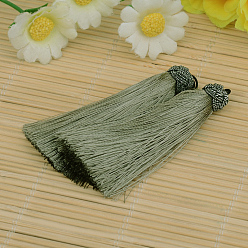 Olive Drab Nylon Tassel Big Pendant Decorations, Olive Drab, 60~65x10mm