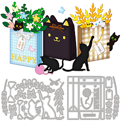Cat Shape 2 шт 2 стили трафареты для штампов из углеродистой стали, для diy scrapbooking, Фотоальбом, декоративная бумага для тиснения, цвет нержавеющей стали, форма кошки, 119~143x93~99x0.8 мм, 1 шт / стиль
