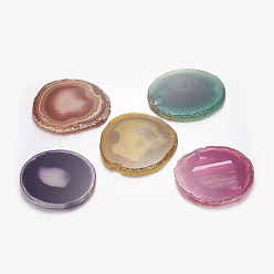 Mixed Color Natural Agate Pendants, Dyed & Heated, Oval, Mixed Color, 71~82x67~78x5mm, Hole: 2mm