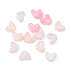 (52) Непрозрачная лаванда Непрозрачные акриловые бусины с УФ-покрытием, сердце, с покрытием AB цвета, разноцветные, 7.5x9.5x4.5 мм, отверстие : 2.5 мм, Около 3205 шт / 500 г