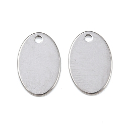 Нержавеющая Сталь Цвет Устойчивые к потускнению 304 штампованные пустые бирки из нержавеющей стали, овальные амулеты, цвет нержавеющей стали, 17.5x11.5x1 мм, отверстие : 2 мм