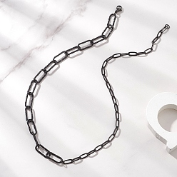 Черный 304 ожерелья из нержавеющей стали в виде цепочек-скрепок для женщин и мужчин, чёрные, 17.64 дюйм (44.8 см)