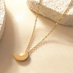 Луна 304 ожерелья с подвесками из нержавеющей стали для женщин, реальный 18 k позолоченный, луна, 16.34 дюйм (41.5 см), Кулон : 20 мм