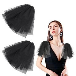 Noir Manches d'épaule en maille polyester pour la mariée, noir, 227~230mm
