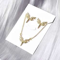 Настоящее золото 18K Комплекты серег-гвоздиков и ожерелий с подвесками из латуни и микропаве из кубического циркония, без кадмия и без свинца, долговечный, стойки покрытие, реальный 18 k позолоченный, 16.50 дюйм (419 мм)