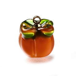 Другие Латунные подвески из акрила, без свинца и без кадмия, стойки покрытие, долговечный, золотые, хурма, 13.5x11.5x11 мм, отверстие : 1.6 мм