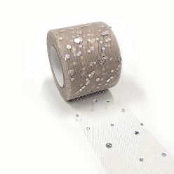 Silver Glitter Sequin Deco Mesh Ribbons, Tulle Fabric, Tulle Roll Spool Fabric For Skirt Making, Silver, 2 inch(5cm), about 25yards/roll(22.86m/roll)