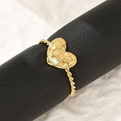 Золотой Сердце 304 открытые манжеты из нержавеющей стали для женщин, золотые, Сердце: 8.5x10 mm, внутренний диаметр: регулируемый