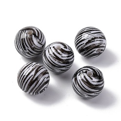 Белый Непрозрачные акриловые бусины, круглые, с полосками зебры, белые, 15 мм, отверстие : 2.5 мм