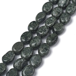 Andere Jasper Naturkrokodilhaut Jaspis Perlen Stränge, ellipsenförmige, 8x6x3.5~4 mm, Bohrung: 1 mm, ca. 45~52 Stk. / Strang, 15.16~15.74 Zoll (38.5 cm)