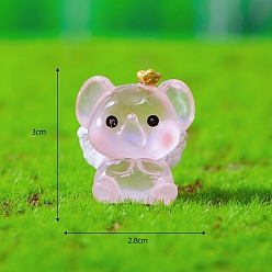 Бледно-Розовый Статуэтки слонов из светящейся смолы для украшения рабочего стола автомобиля, светящиеся в темноте украшения, розовый жемчуг, 28x30 мм