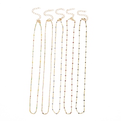 Golden Brass Lumachina Chain Necklaces, with Enamel, Golden, 17.9 inch(45.5cm)