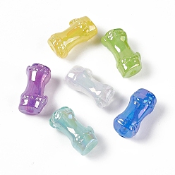 Mixed Color UV Plating Rainbow Iridescent Acrylic Beads, Bamboo Stick, Mixed Color, 24.5x13x11.5mm, Hole: 3mm