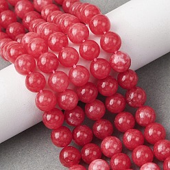 Белый Нефрит Бусины из натурального белого нефрита имитация родонита, круглые, окрашенные, 8 мм, отверстие : 1 мм, около 48 шт / нитка, 15.16 дюйм (38.5 см)