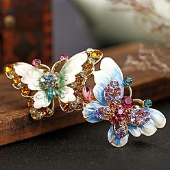 Разноцветный Заколки для волос из сплава со стразами и эмалью, бабочка, пони крючок, аксессуары для украшения хвоста, красочный, 87x44x24 мм