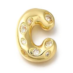 Letter C Латунь с кубическим цирконием подвеской, без кадмия, без никеля и без свинца, буква С, буква С, 21x15x6 мм, отверстие : 4 мм