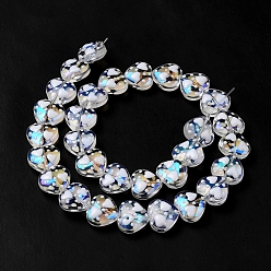 White Handmade Glass Beads Strands, with Enamel, Heart, White, 11~12x12~12.5x6~6.5mm, Hole: 0.6mm, about 30pcs/strand, 13.27''(33.7cm)