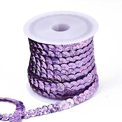 Средний Фиолетовый Бусины с пайеткой из экологически чистого пластика, блестки бисер, Аксессуары для орнаментов, плоско-круглые, средне фиолетовый, 6 мм, около 5 м / рулон