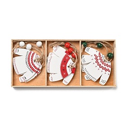 Clothes 9шт 3 стили рождественские деревянные подвесные украшения набор, веревки из мешковины для подвешивания елочных украшений, одежда, 130 мм, 3 шт / стиль