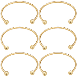 Настоящее золото 18K 6шт. стойка покрытие латунь манжета браслет изготовление, со съемным мячом, реальный 18 k позолоченный, долговечный, без кадмия и без свинца, 1/8~1/4 дюйм (0.3~0.8 см), внутренний диаметр: 2-3/8 дюйм (5.9 см)