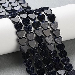 Синий Драгоценный Камень Синтетический синий авантюрин бисер нитей, сердце, 6x6x2 мм, отверстие : 0.7 мм, около 71 шт / нитка, 15.55'' (39.5 см)