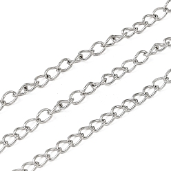 Нержавеющая Сталь Цвет Устойчивые к потускнению 304 цепи из нержавеющей стали, пайки, с катушкой, цвет нержавеющей стали, 4x3x0.6 мм, около 328.08 футов (100 м) / рулон