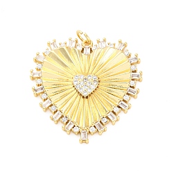 Прозрачный Латунные микро проложить кубического циркония подвески, без кадмия и без свинца, сердце прелести, реальный 16 k позолоченный, с целью перехода в кольце, прозрачные, 29.5x30x4 мм, отверстие : 3.5 мм