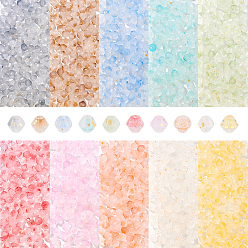 (52) Непрозрачная лаванда 10 сумки 10 цветные биконусы прозрачные стеклянные бусины, золотой фольгой, два тона, граненые, разноцветные, 4.5x4 мм, отверстие : 1 мм, 140 шт / пакет, 1 сумка / цвет