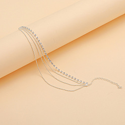 Серебро Многорядные браслеты из сплава со стразами, браслеты с шариковой цепочкой, серебряные, 7-1/2 дюйм (190 мм)