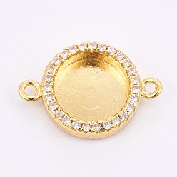 Золотой Латунные микропроходные кубические циркониевые кабельные разъемы, долговечный, плоско-круглые, золотые, лоток : 10 мм, 13.5x19x3 мм, отверстие : 1 мм