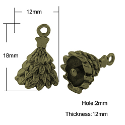 Античная Бронза Сплавочные подвески тибетского стиля, без кадмия, без никеля и без свинца, рождественская елка, на Рождество, античная бронза, 18x12x12 мм, отверстие : 2 мм