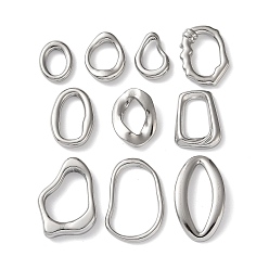 Нержавеющая Сталь Цвет 10 шт. 10 стили 304 соединительные кольца из нержавеющей стали, разнообразные, не тускнеет, цвет нержавеющей стали, 14~27x9.5~18x2~3 мм, 1 шт / стиль