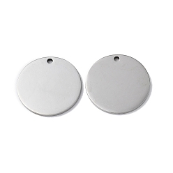 Нержавеющая Сталь Цвет Не тускнеющие 304 подвески из нержавеющей стали, штамповка пустой метки, плоский круглый шарм, цвет нержавеющей стали, 21x1.3 мм, отверстие : 1.6 мм