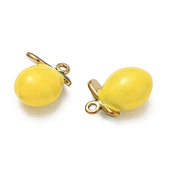 Limón 304 colgantes de esmalte de acero inoxidable, encantos de frutas, revestimiento de iones (ip), dorado, encantos de limon, 16.5x12.5x8 mm, agujero: 1.4 mm