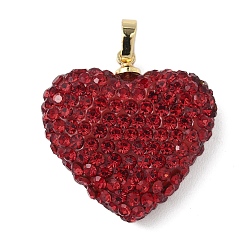 Золотой Подвески латунные горный хрусталь, сердце прелести, с полимерной глиной, ионное покрытие (ip), долговечный, без свинца и без кадмия, золотые, 25x25x8 мм, отверстие : 6x4 мм