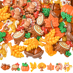 (52) Непрозрачная лаванда 48 шт. 8 стили осенняя тематика смоляные кабошоны, разнообразные, разноцветные, 20~31x21.5~29.5x5~8.5 мм, 6 шт / стиль