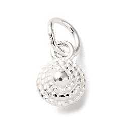 Серебро 925 подвески-блюдца из стерлингового серебра с соединительными кольцами, серебряные, 8x6x4.5 мм, отверстие : 4 мм