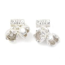 Серебро Поручни из латунной трубы с покрытием стойки, долговечный, без свинца и без кадмия, цветок, серебряные, 15.5x13.5x6 мм, отверстие : 2.5 мм