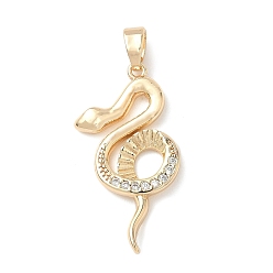 Прозрачный Латунные микро проложить кубического циркония подвески, змея, золотые, прозрачные, 26x14x2.5 мм, отверстие : 4x2.5 мм